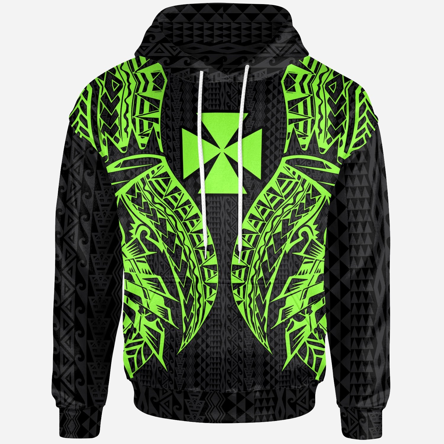 Wallisnd Futuna Hoodie Polynesian Lion Head Green Style Unisex Green - Polynesian Pride