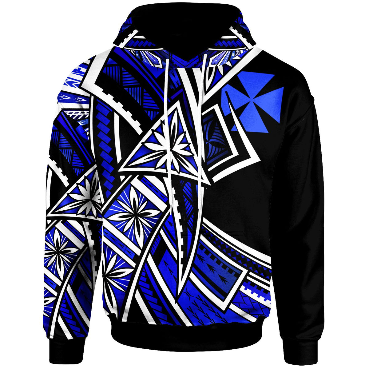Wallis & Futuna Hoodies Tribal Flower Special Pattern Blue Color Unisex Blue - Polynesian Pride