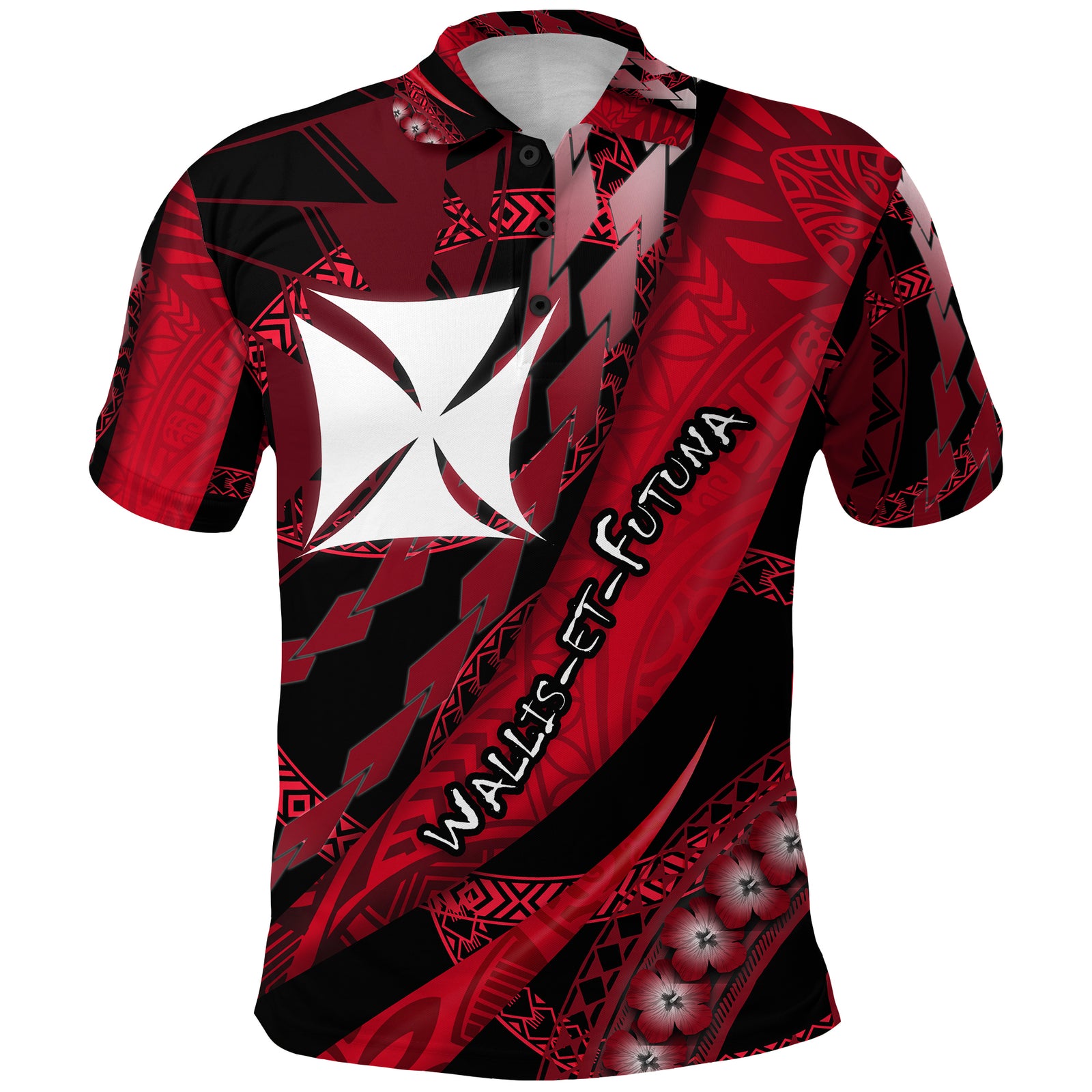 Wallis et Futuna Polo Shirt Artsy Style Black LT9 Adult Black - Polynesian Pride