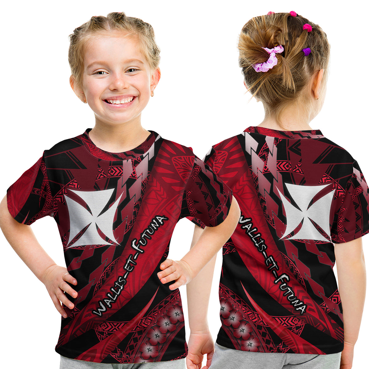 Wallis et Futuna T Shirt Artsy Style Black LT9 Kid Black - Polynesian Pride