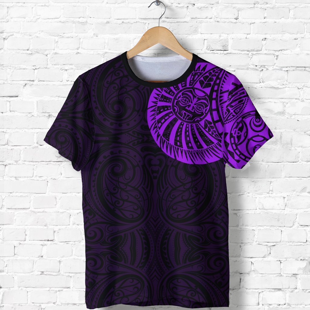 New Zealand Maori T Shirt, Maori Warrior Tattoo Shirt Purple Unisex Black - Polynesian Pride