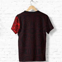 Maori Warrior Tattoo T Shirt Red Customized - Polynesian Pride