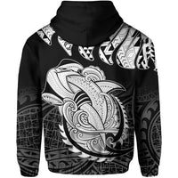 Hawaii Polynesian Aumakua Hammerhead Shark Hoodie Zip Cloud Style White - Polynesian Pride