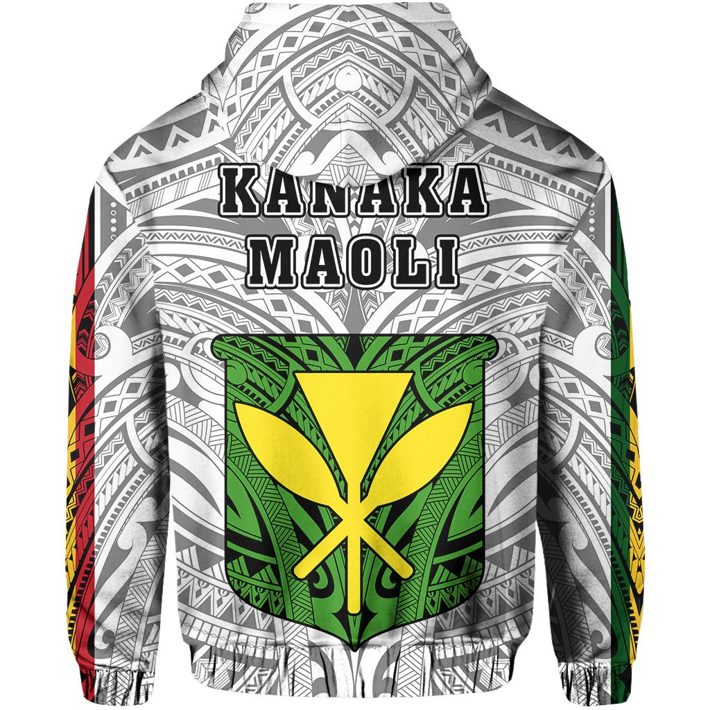 Polynesian Kanaka Flag Kanaka Maoli Hawaii Zip Hoodie White - Polynesian Pride