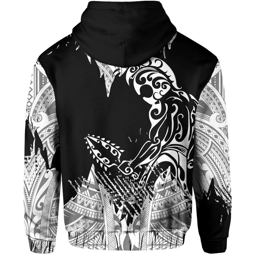 Hawaii Polynesian Hoodie Zip Warrior Ikaika Benjamin Style White - Polynesian Pride