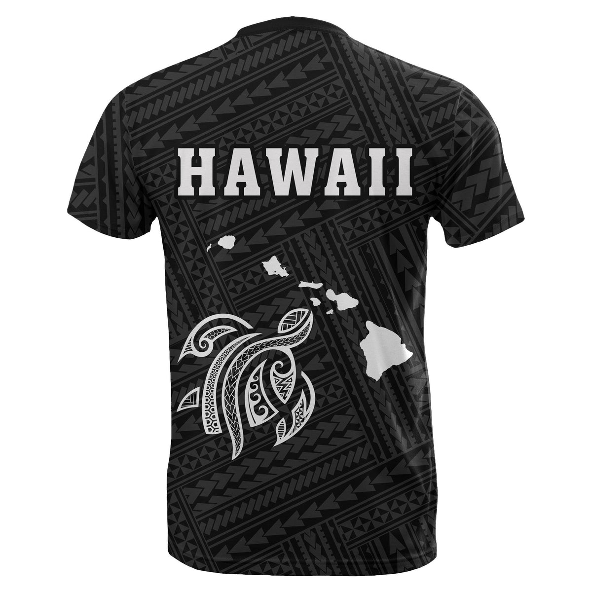 Hawaii Kakau Turtle Map T Shirt White - Polynesian Pride