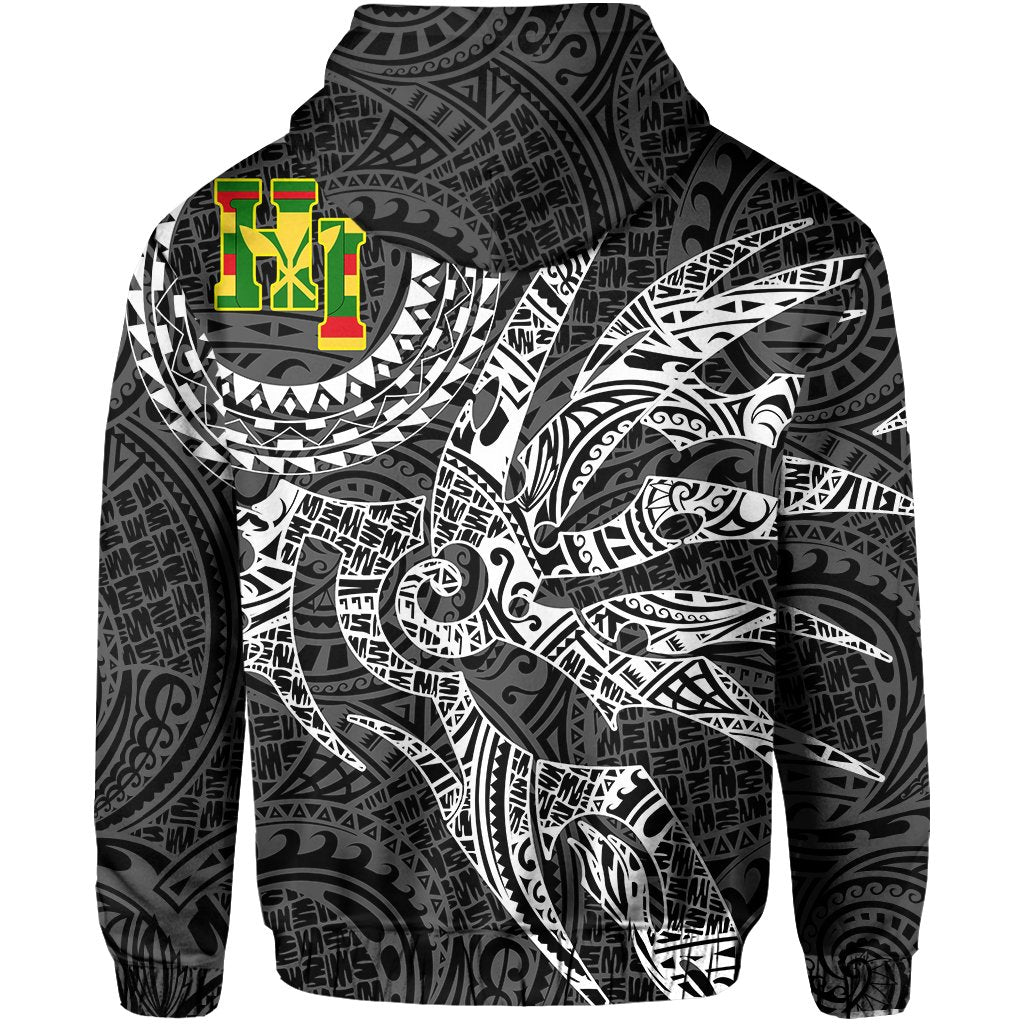 Hawaii Hoodie Zip Polynesian Kanaka Map Hawaiian Hoodie Zip White TT Style - Polynesian Pride