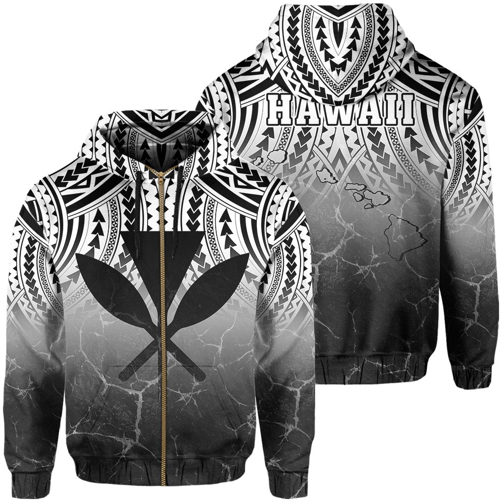 Hawaii Polynesian Kanaka Map Eruption Hoodie Zip Roman Style White Unisex White - Polynesian Pride