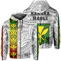 Polynesian Kanaka Flag Kanaka Maoli Hawaii Zip Hoodie White Unisex White - Polynesian Pride