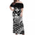 Hawaii Humpback Whale With Hibiscus Tribal Off Shoulder Dress White - LT12 Long Dress White - Polynesian Pride