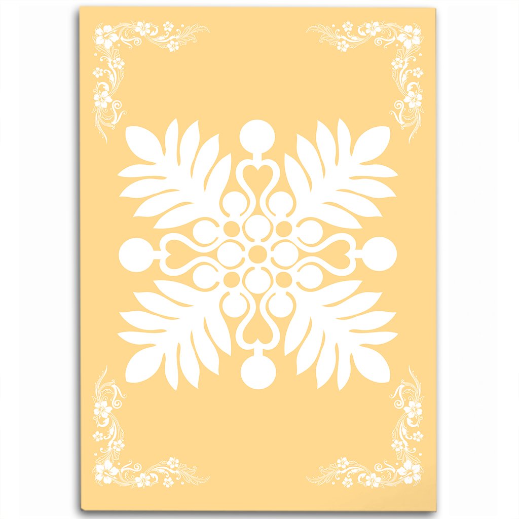 Hawaiian Quilt Maui Plant And Hibiscus Pattern Area Rug - White Beige - AH White - Polynesian Pride