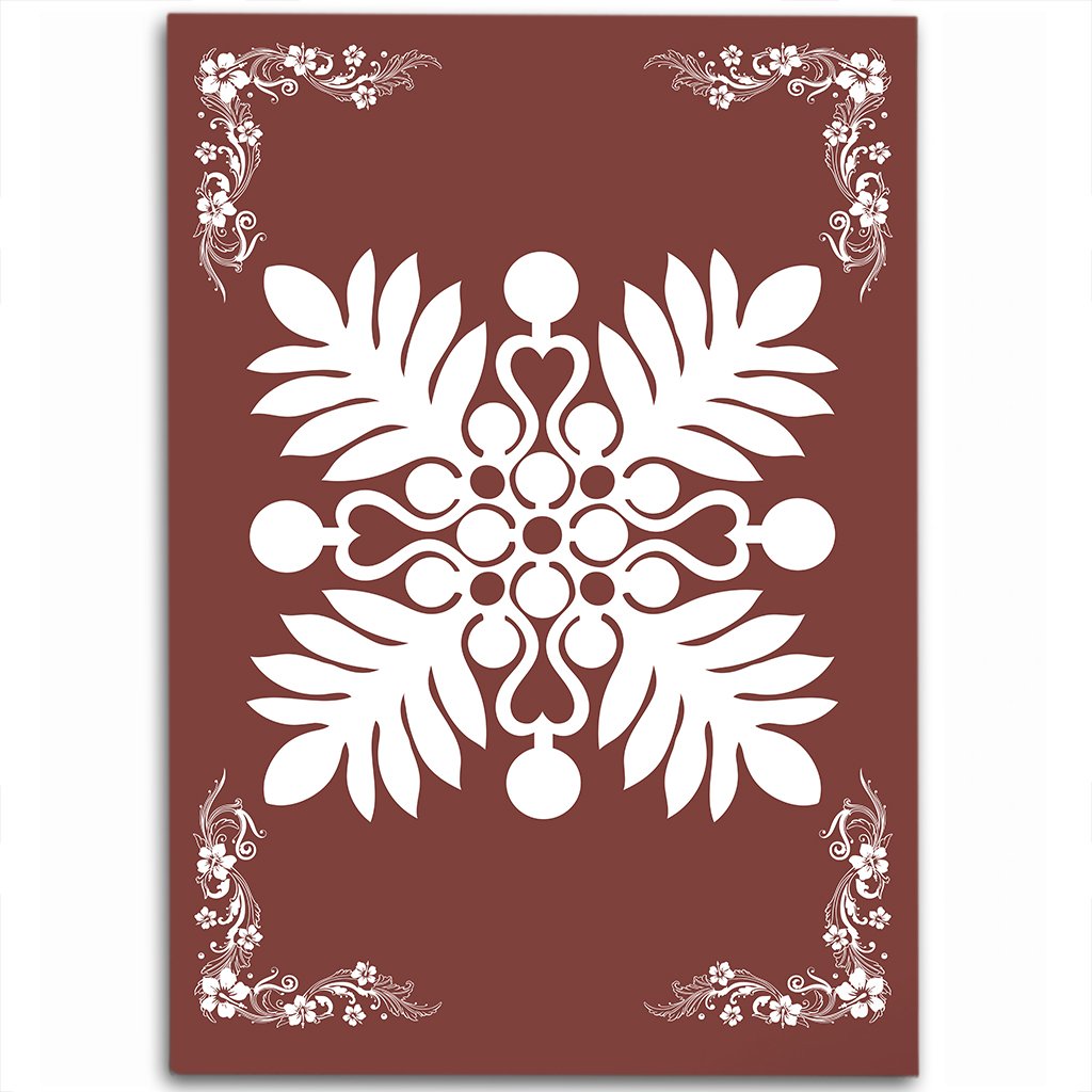 Hawaiian Quilt Maui Plant And Hibiscus Pattern Area Rug - White Coral - AH White - Polynesian Pride