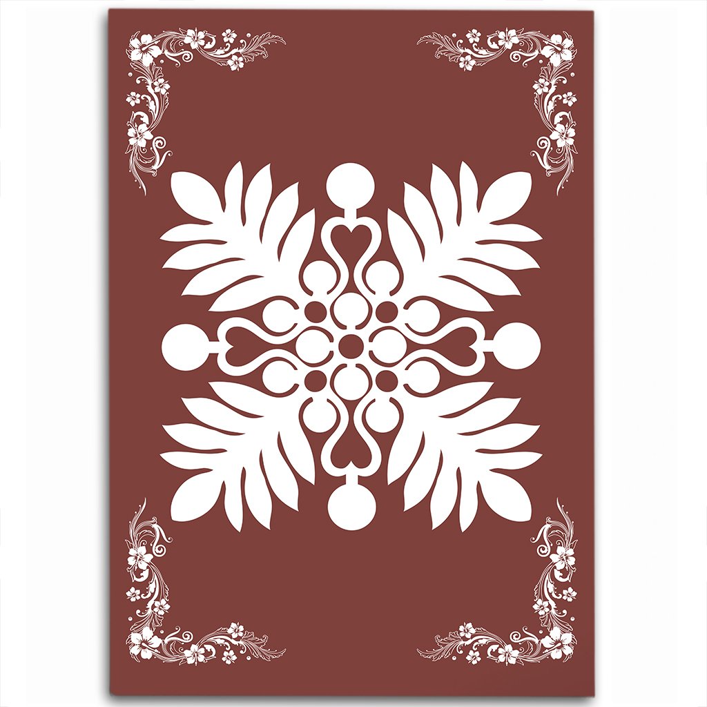 Hawaiian Quilt Maui Plant And Hibiscus Pattern Area Rug - White Coral - AH White - Polynesian Pride