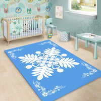 Hawaiian Quilt Maui Plant And Hibiscus Pattern Area Rug - White Pastel - AH - Polynesian Pride