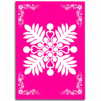 Hawaiian Quilt Maui Plant And Hibiscus Pattern Area Rug - White Pink - AH White - Polynesian Pride