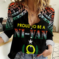 Vanuatu Proud To Be A Ni-Van - Polynesian Pattern Women Casual Shirt - Penama Province LT7 Female Black - Polynesian Pride