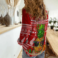 Hawaii Christmas Women Casual Shirt Mele Kalikimaka - Pineapple LT7 - Polynesian Pride