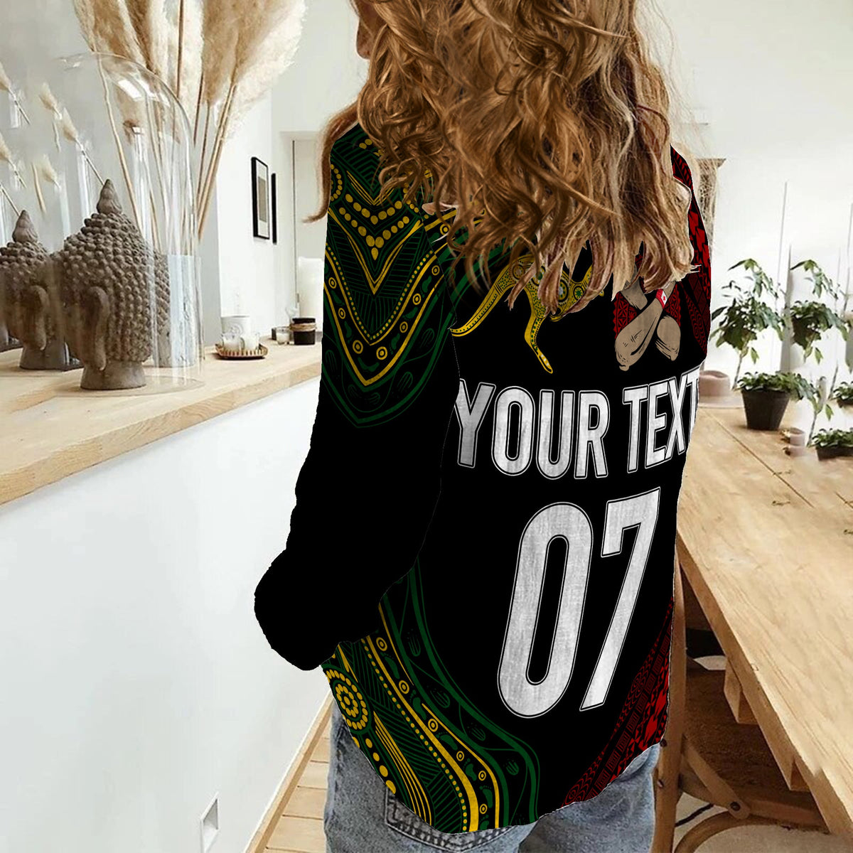 Personalised Aussie Kangaroos Mix Mate Maa Tonga Women Casual Shirt Aboriginal with Kupesi LT7 - Polynesian Pride