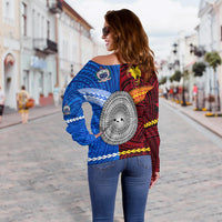 Papua New Guinea And Samoa Together Women Off Shoulder Sweater LT8 - Polynesian Pride