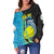 Fiji Women'S Off Shoulder Sweater Coat Of Arms Polynesian With Hibiscus And Waves - Polynesian Pride