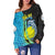 Hawaiian Map Heart Hula Girl Hibiscus Turquoise Polynesian Women's Off Shoulder Sweater - AH - Polynesian Pride