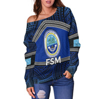 (Custom Personalised) Federated States of Micronesia Women's Off Shoulder Sweater Polynesian Patterns LT6 - Polynesian Pride