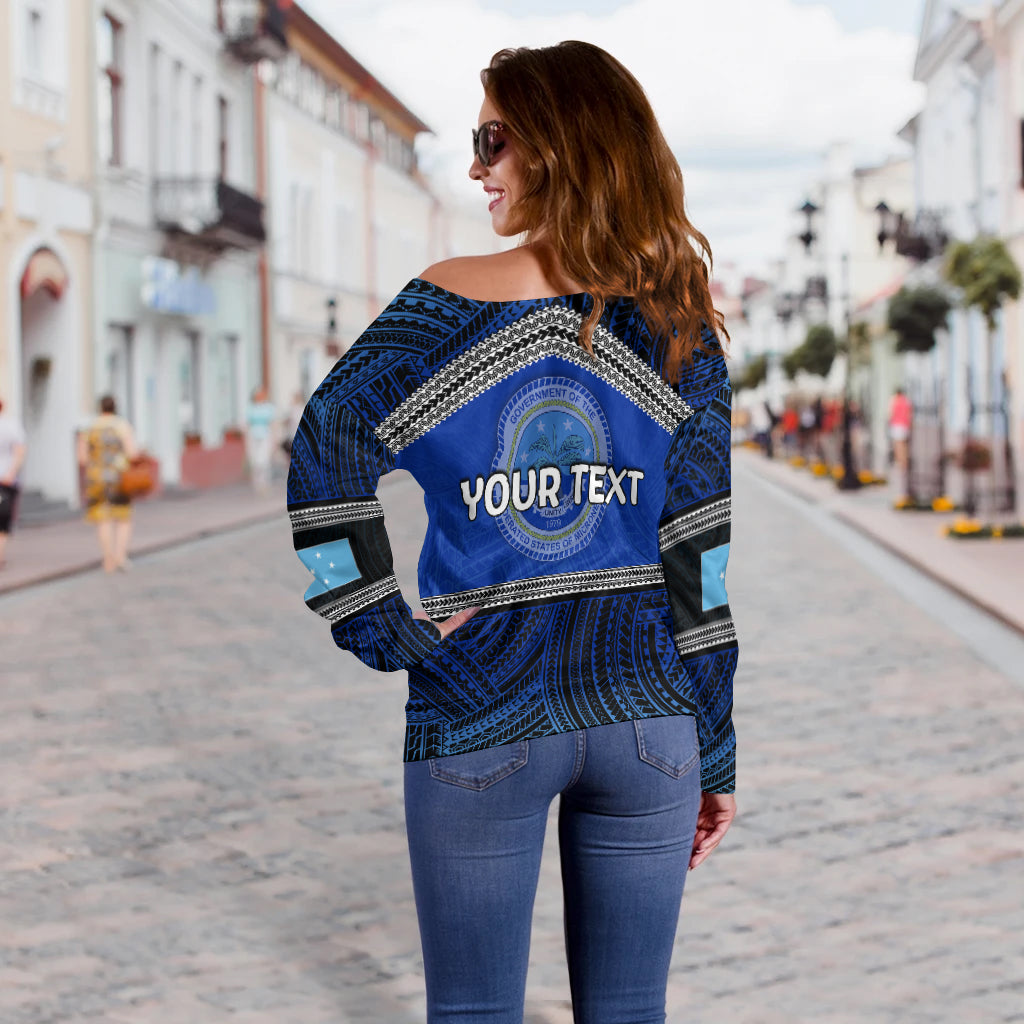 (Custom Personalised) Federated States of Micronesia Women's Off Shoulder Sweater Polynesian Patterns LT6 - Polynesian Pride