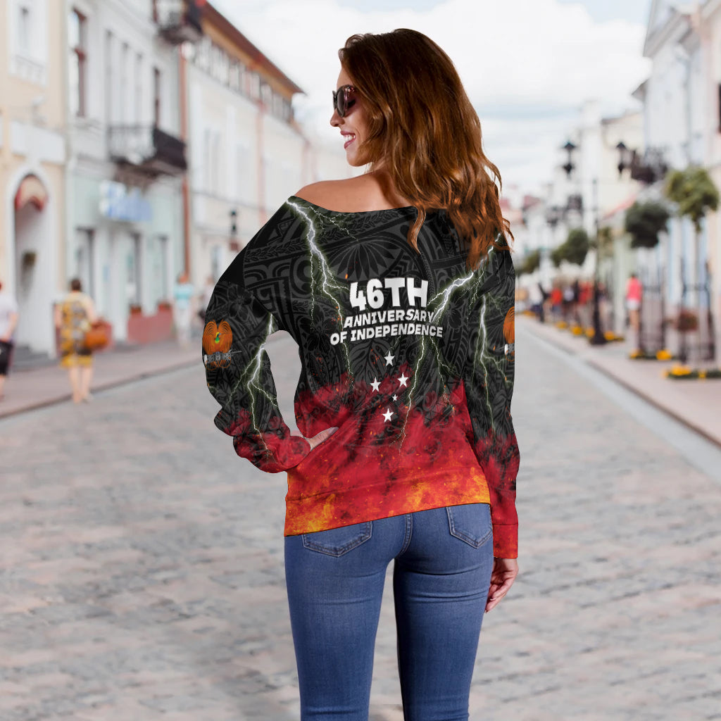 Papua New Guinea Off Shoulder Sweater Independence Day Special Style LT16 - Polynesian Pride