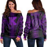 Kauai Island Polynesian Women's Off Shoulder Sweater - Comely Style - AH Purple - Polynesian Pride