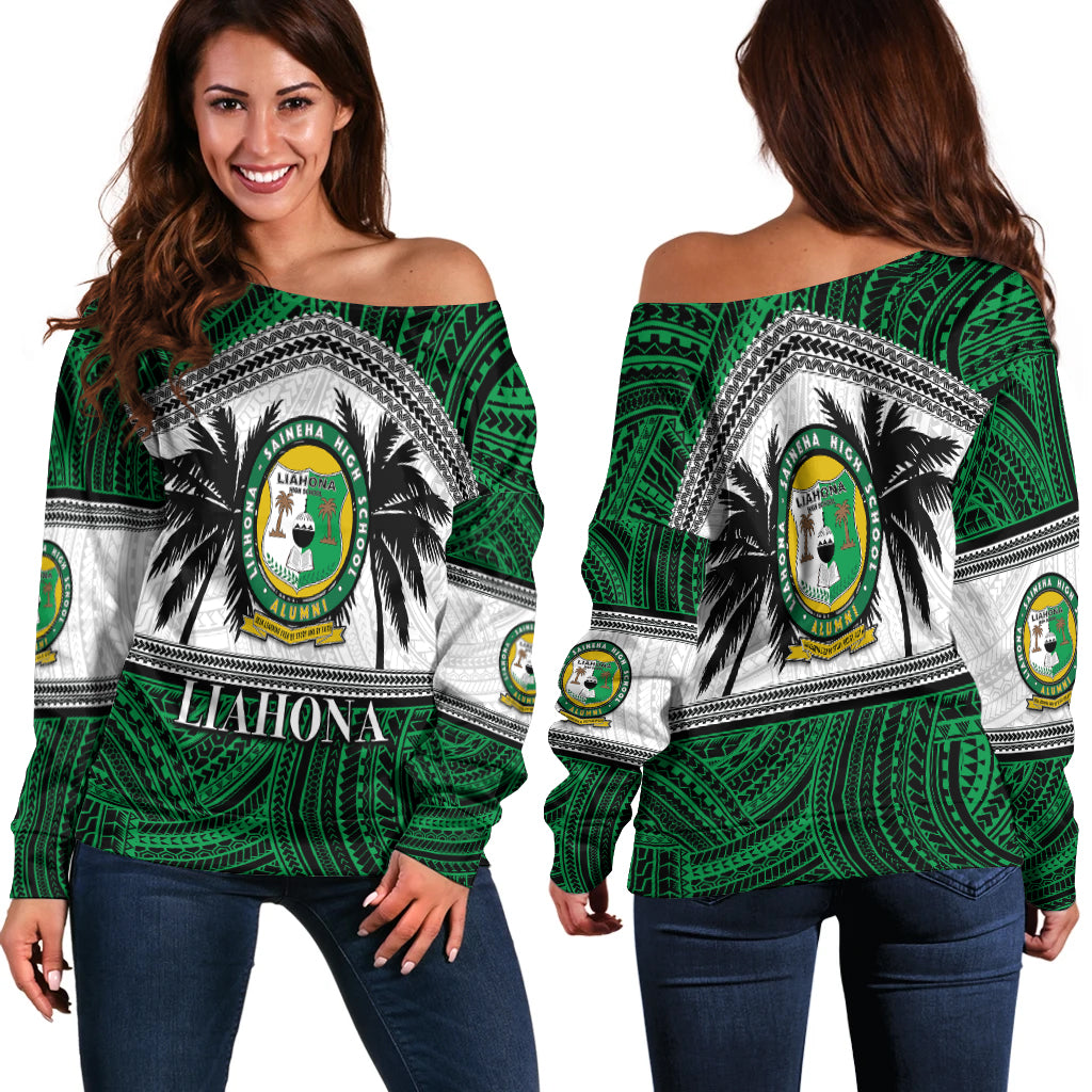 Tonga Liahona High School Women's Off Shoulder Sweatshirt Polynesian Patterns LT6 - Polynesian Pride