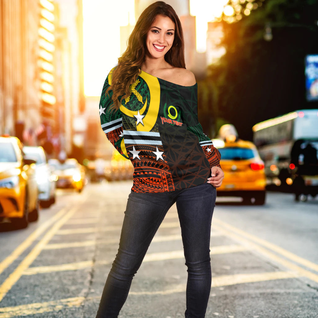 (Custom Personalised) Penama Day Wome's Off Shoulder Sweater Polynesian Patterns Mix Sand Drawing LT6 Red - Polynesian Pride