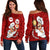 Tonga Women's Off Shoulder Sweater - Coconut Dishes Red - Polynesian Pride