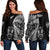 (Custom Personalised) New Zealand Haka Rugby Maori Women Off Shoulder Sweater Silver Fern Vibes - Black LT8 - Polynesian Pride