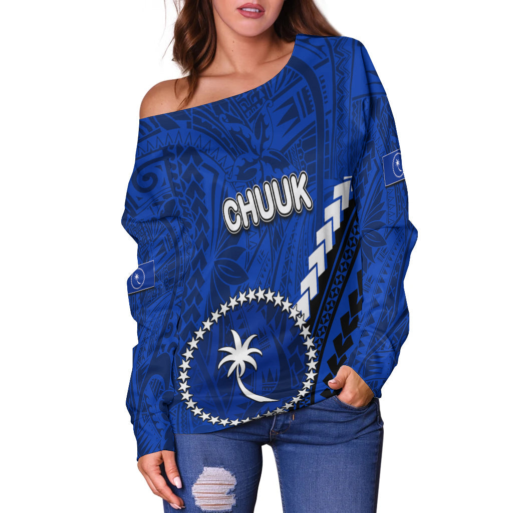 Chuuk Women's Off Shoulder Sweater Polynesian Style LT6 - Polynesian Pride