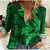 (Custom Personalised) Hawaii Women Casual Shirt Shark and Turtle Mix Kakau Green LT9 Female Green - Polynesian Pride