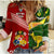 (Custom Personalised) Mate Ma'a Tonga Ngatu And Australia Kangaroos Aboriginal Woman Casual Shirt Rugby Together LT8 Female - Polynesian Pride