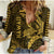 Hawaii Women Casual Shirt Shark and Turtle Mix Kakau Gold LT9 Female Gold - Polynesian Pride