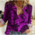 Hawaii Women Casual Shirt Shark and Turtle Mix Kakau Purple LT9 Female Purple - Polynesian Pride