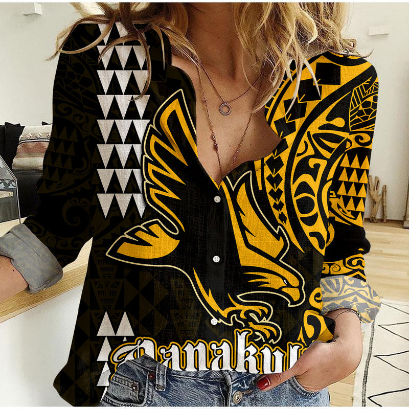 (Custom Personalised) Hawaii Nanakuli High School Women Casual Shirt Tribal Kakau LT9 Female Yellow - Polynesian Pride