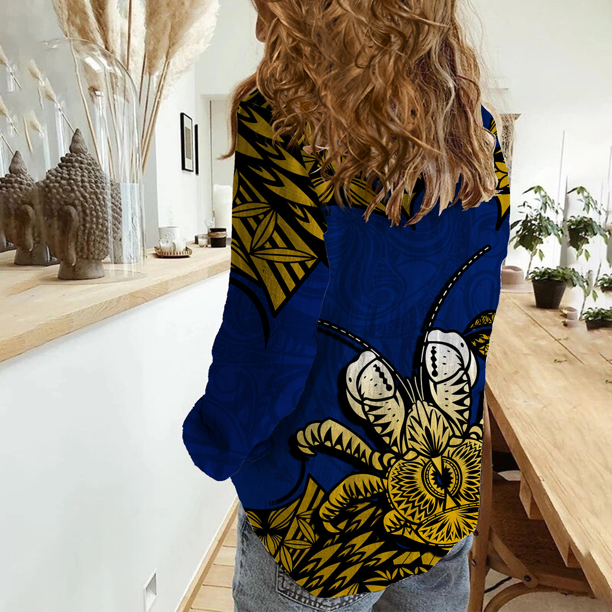 Niue Uga Casual Shirt Tribal Patterns Blue Style LT6 - Polynesian Pride