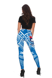 (Custom Personalised) Samoa Rugby Toa Samoa Blue Style Women Legging - LT2 - Polynesian Pride