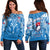 Samoa Rugby Toa Samoa Blue Style Women Off Shoulder Sweater - LT2 Women BLUE - Polynesian Pride