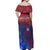 Samoa Polynesian Woman Off Shoulder Long Dress - Samoa Coat Of Arms With Lauhala Tribal Pattern - Polynesian Pride