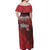 Tonga Polynesian Woman Off Shoulder Long Dress - Tonga Coat Of Arms With Lauhala Tribal Pattern - Polynesian Pride