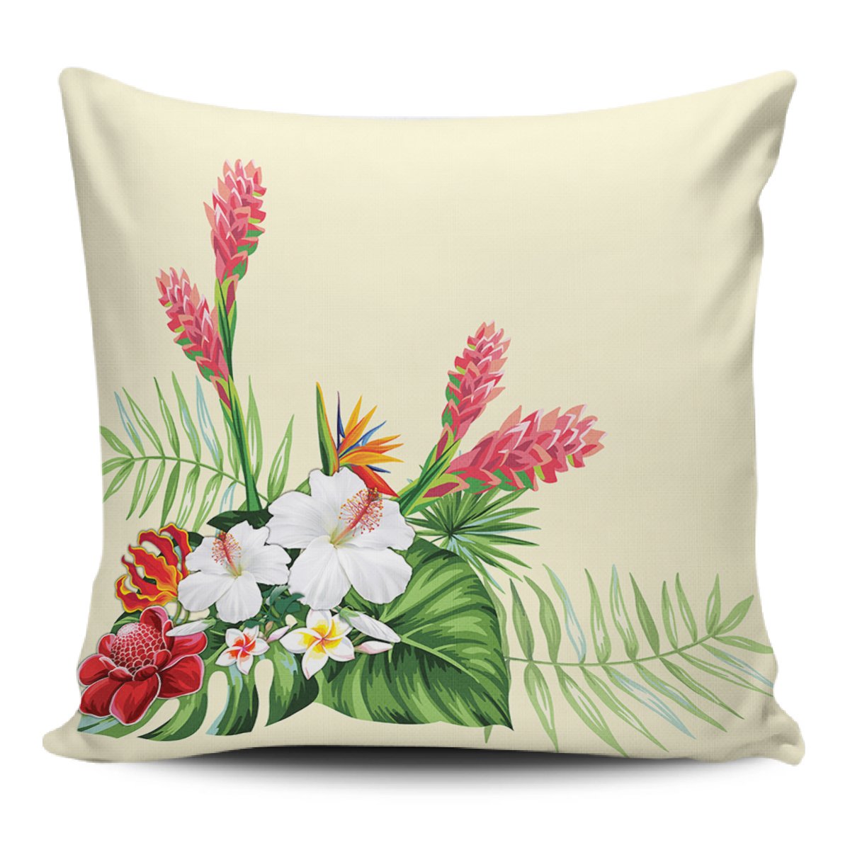 Wonderful Hibiscus Flower Pillow Covers One Size Zippered Pillow Case 18"x18"(Twin Sides) Black - Polynesian Pride