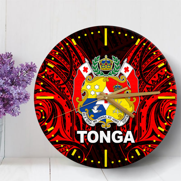 Home / Products / Tonga Wall Clock Polynesian Tattoo Coat Of Arms Black LT6