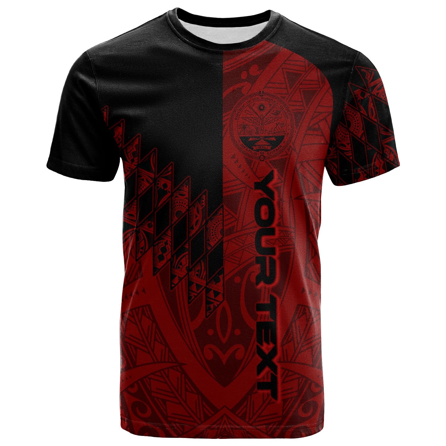 Marshall Islands T Shirt Custom Red Color Symmetry Style Unisex Black - Polynesian Pride