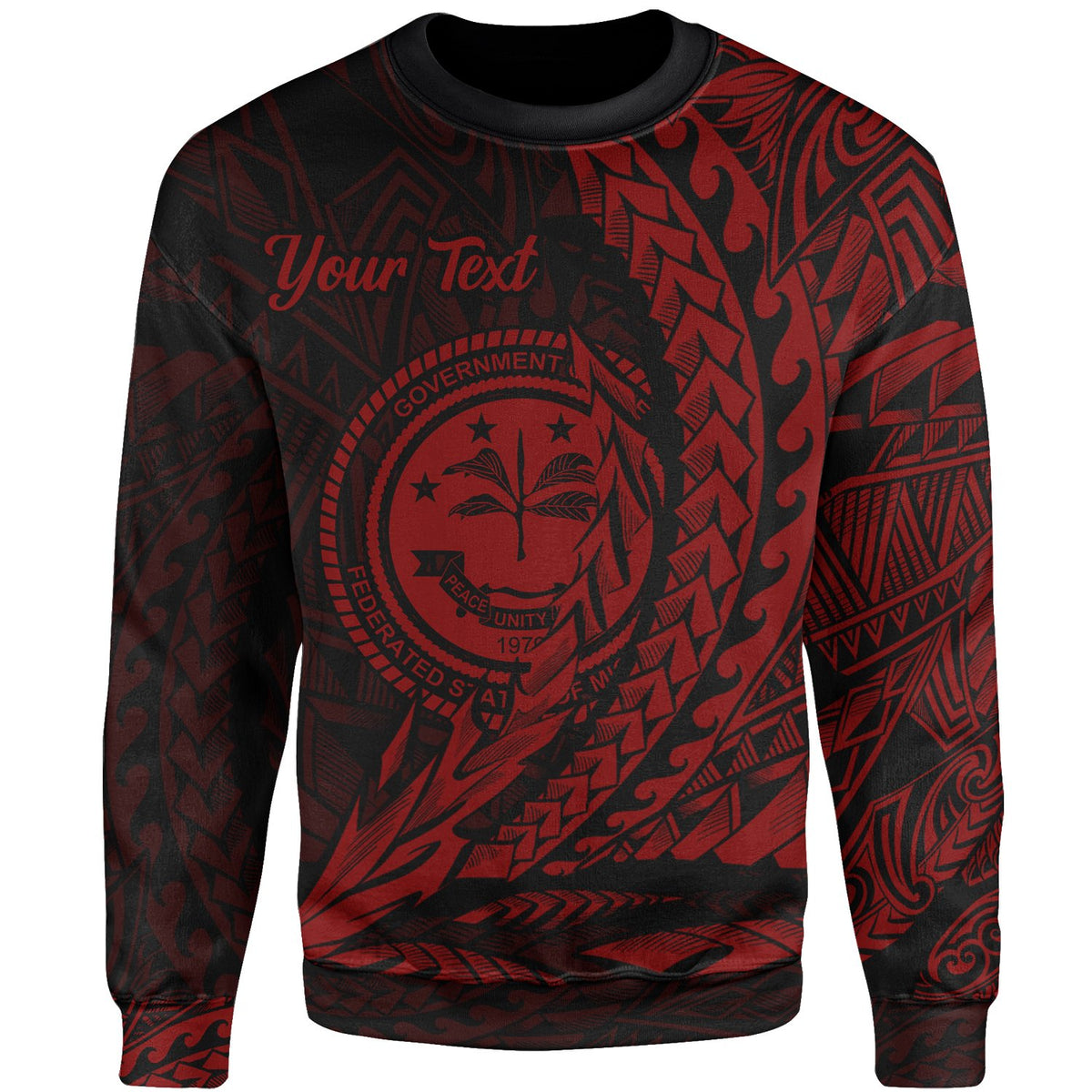 Federated States of Micronesia Custom Personalised Sweatshirt - Wings Style Red Color Unisex Red - Polynesian Pride