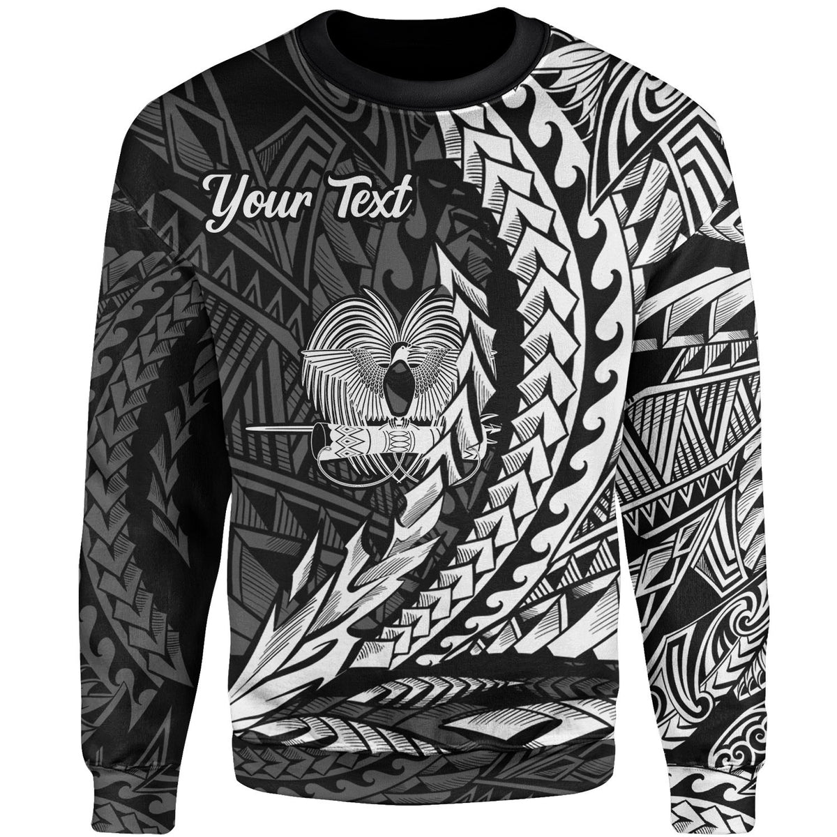 Papua New Guinea Custom Personalised Sweatshirt - Wings Style White Color Unisex Black - Polynesian Pride
