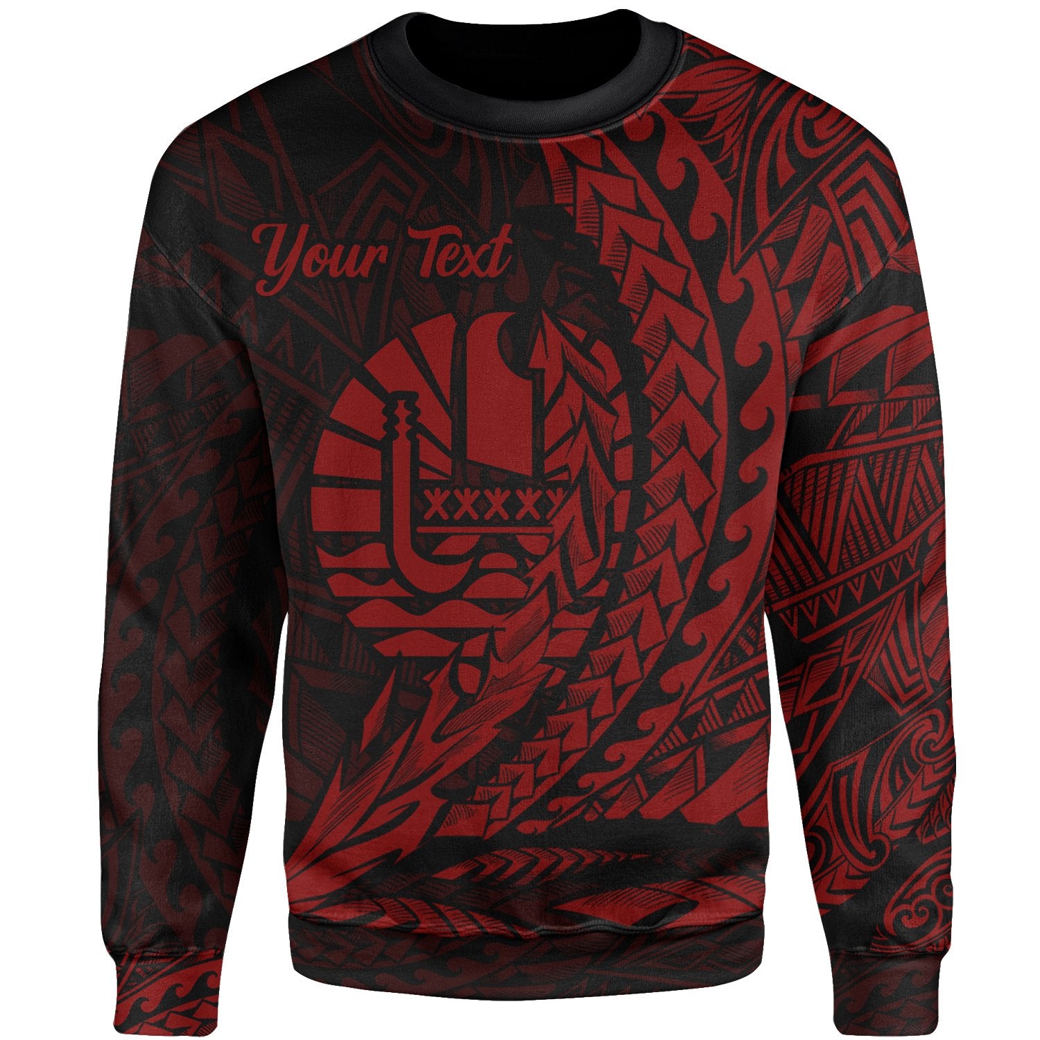 French Polynesia Custom Personalised Sweatshirt - Wings Style Red Color Unisex Red - Polynesian Pride
